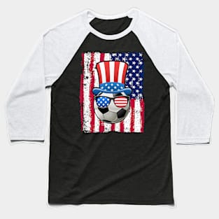 Soccer Ball American Flag 4th of July Funny Gift Baseball T-Shirt